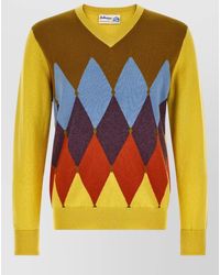Ballantyne - Cashmere V-Neck Diamond-Intarsia Jumper - Lyst