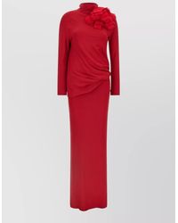 Magda Butrym - Silk-Blend Draped Open-Back High-Neck Maxi Dress - Lyst