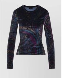 Etro - Velvet Paisley-Print Long-Sleeve Top - Lyst