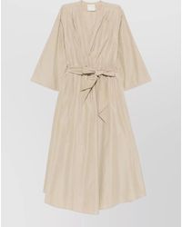 forte_forte - V-Neck Belted Midi Dress - Lyst