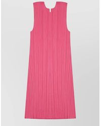 Pleats Please Issey Miyake - Sleeveless Round Neck Midi Dress Pleated - Lyst