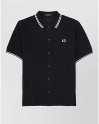 Fred Perry - Contrast Collar Shirt Ribbed Cuffs Short Sleeves - Lyst