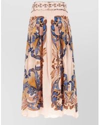 FARM Rio - Viscose Skirt Belted Waist Floral Midi - Lyst