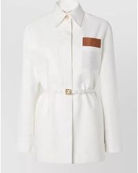 Fendi - Longline Jacket Belted Waist Pointed Collar - Lyst
