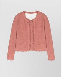 IRO - Cotton Fringed Open-Front Tweed Jacket - Lyst