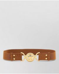 Versace - Calfskin Leather Medusa 95 Elastic Belt - Lyst