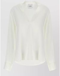 Nude - Asymmetric V-Neck Long-Sleeve Blouse - Lyst