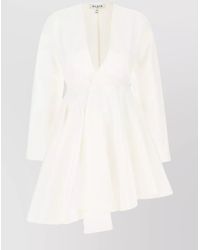 Alaïa - Poplin Dress With Long Sleeves And V-Neck - Lyst