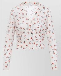 Jil Sander - Cropped V Neck Floral Knit Cardigan - Lyst