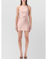 ANDAMANE - Open Back Halter Neck Satin Mini Dress - Lyst