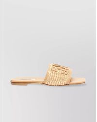 Casadei - Woven Embroidered Flat Sole Sandals - Lyst