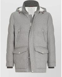 Brunello Cucinelli - Wool Flannel Down Parka Detachable Hood - Lyst