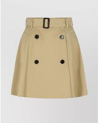 Burberry - Cotton Belted Midi A-Line Skirt - Lyst