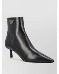 Prada - Ankle Boots Kitten Heel Pointed Toe Silk - Lyst