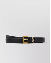 Saint Laurent - Leather Belt With Adjustable Length And Pebbled Texture - Lyst