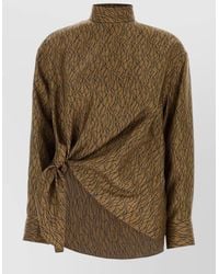 Ferragamo - Silk Blouse Abstract Pattern High Neck - Lyst