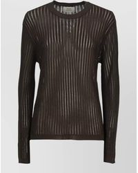 Loulou de Saison - Sheer Ribbed Viscose Sweater Long Sleeves Crewneck - Lyst