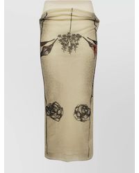 Jean Paul Gaultier - Mesh Skirt Double Layer Printed Tattoo Rose & Bird - Lyst