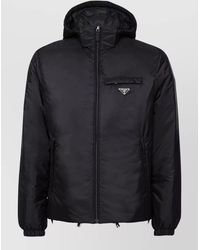 Prada - Hooded Coat Elasticated Cuffs Side Pockets - Lyst