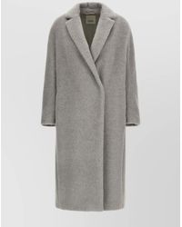 Max Mara - Long Notched Lapel Coat With Textured Finish - Lyst