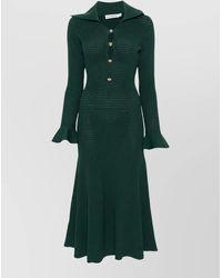 Self-Portrait - Knit Midi Dress Keyhole Neckline Buttons - Lyst