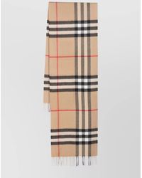 Burberry - Soft Checked Cashmere Scarf With Fringed Edges - Lyst