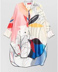 F.R.S For Restless Sleepers - Silk Dress Abstract Print Long Sleeves Hem - Lyst