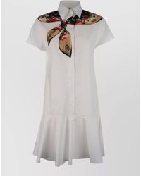 Moschino - Short Sleeve Dress Flared Hem Scarf Detail - Lyst