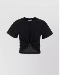 Rabanne - Cotton Slim-Fit Cropped Ruched Asymmetric-Hem T-Shirt - Lyst