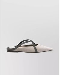 Brunello Cucinelli - Leather Pointed Ballerina Flats - Lyst