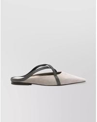 Brunello Cucinelli - Square Pointed Ballet Flat With Cross Strap - Lyst