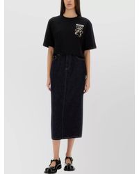 Moschino - Denim Maxi Straight Skirt - Lyst