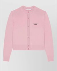 Givenchy - Cashmere Wool Cropped Crew Neck Cardigan - Lyst