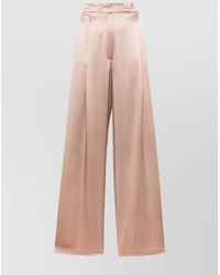 Max Mara - Silk Satin Pleated Wide-Leg Trousers - Lyst