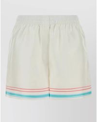 CASABLANCA - Silk Shorts Striped Hem Back Pocket - Lyst
