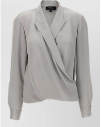 Theory - Pk Label Wrap Blouse - Lyst