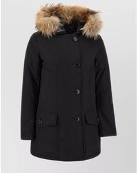 Woolrich - Down Fur Trim Hooded Parka Coat - Lyst