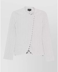 Emporio Armani - Knit Blazer Jacket Round Neck Scalloped - Lyst