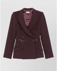 Elisabetta Franchi - Jacket Notch Lapels Structured Shoulders Long Sleeves - Lyst