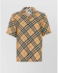 Burberry - Silk Shirt With Checked Pattern And Short Sleeves - Lyst