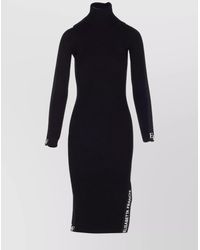 Elisabetta Franchi - High Neck Long Sleeves Side Slit Dress - Lyst