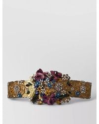 Dolce & Gabbana - Crystal-Embellished Floral Wide Belt - Lyst