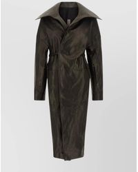 Rick Owens - Belted Long Coat Wide Collar - Lyst