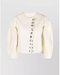 Chloé - Leather Short Jacket Button Detailing - Lyst