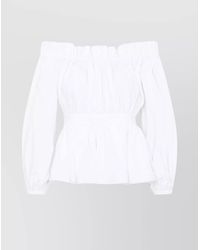 McQueen - Cotton Off-Shoulder Peplum Blouse - Lyst