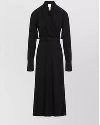 Patou - Draped V-Neck Belted Midi Dress - Lyst