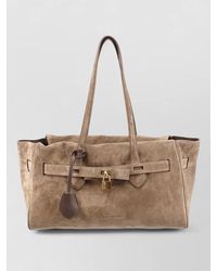Brunello Cucinelli - Suede Tote Bag Dual Handles Padlock - Lyst