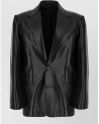 Gucci - Leather Jacket Long Sleeves Front Pockets Lapels - Lyst