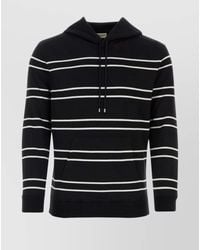 Saint Laurent - Striped Cotton Hoodie - Lyst