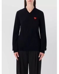 COMME DES GARÇONS PLAY - Wool V-Neck Crystal-Embellished Sweater - Lyst